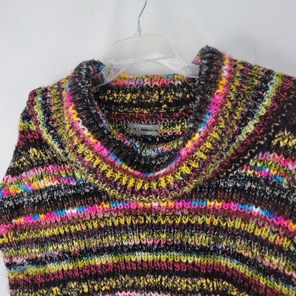 ANTHROPOLOGIE Womens M/L Piera Multicolor Knit Turtleneck Poncho Sweater - Picture 2 of 12